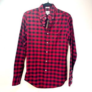 J.Crew Silm Oxford Shirt Long Sleeves 100% Cotton Color: Red & Black Size:XS NWT
